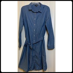 THE LIMITED Button Denim Dress with Tie